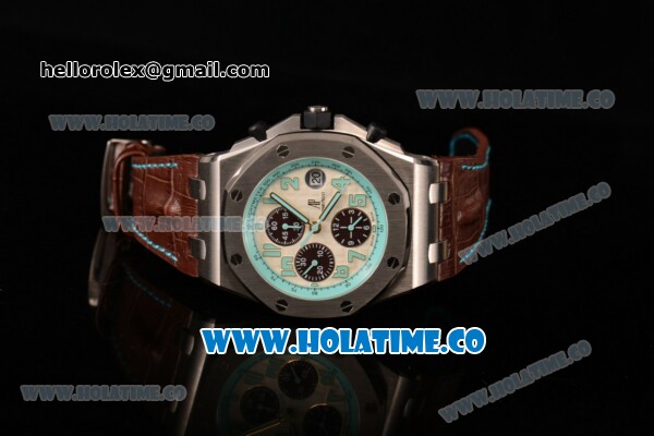Audemars Piguet Royal Oak Offshore Montauk Highway Limited Edition Chrono Swiss Valjoux 7750 Automatic Steel Case with White Dial and Blue Markers - 1:1 Original (J12) - Click Image to Close